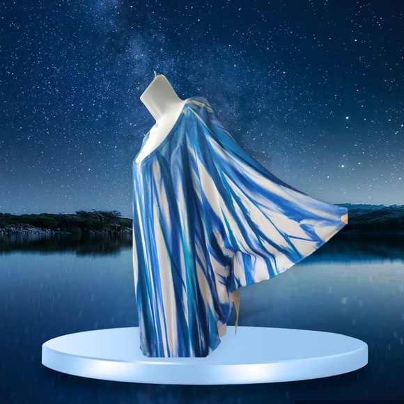 NWT- Blouse / Tunic Blue & White - Carmen Chirino - Sz OZ - Picture 3 of 9